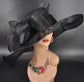 Black Wide Brim Sinamay Derby Hat: Oaks, Church, Wedding