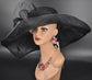 Black Wide Brim Sinamay Derby Hat: Oaks, Church, Wedding
