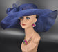 Navy Blue Sinamay Kentucky Derby Hat: Wide Brim Occasion Hat