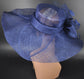 Navy Blue Sinamay Kentucky Derby Hat: Wide Brim Occasion Hat