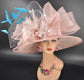 Blush Pink Sinamay Kentucky Derby Hat: Floral Tea Party Wide Brim