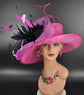 Hot Pink Kentucky Derby Hat: Feather Flower Royal Ascot Occasion Hat