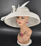 White Wide Brim Sinamay Hat: Audrey Hepburn Style Kentucky Derby