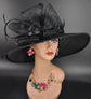 Black Wide Brim Sinamay Hat: Kentucky Derby Tea Party Fashion