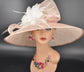 Blush Pink Kentucky Derby Hat: Feather Flower Tea Party Hat