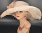 Peach Sinamay Kentucky Derby Hat: Feather Flower Wedding Church Hat