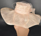 Peach Sinamay Kentucky Derby Hat: Feather Flower Wedding Church Hat