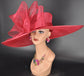 Red Sinamay Derby Hat: Wide Brim Wedding Race Day Hat