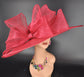 Red Sinamay Derby Hat: Wide Brim Wedding Race Day Hat