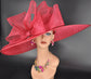 Red Sinamay Derby Hat: Wide Brim Wedding Race Day Hat
