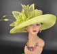 Lime Green Kentucky Derby Hat: Wide Brim Sinamay Church Hat