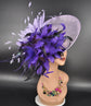 Lilac Sinamay Fascinator Hat: Feather Flower Kentucky Derby Tea Party Headband