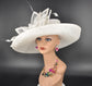 White Sinamay Kentucky Derby Hat: Wide Brim Ascot Race Day Hat