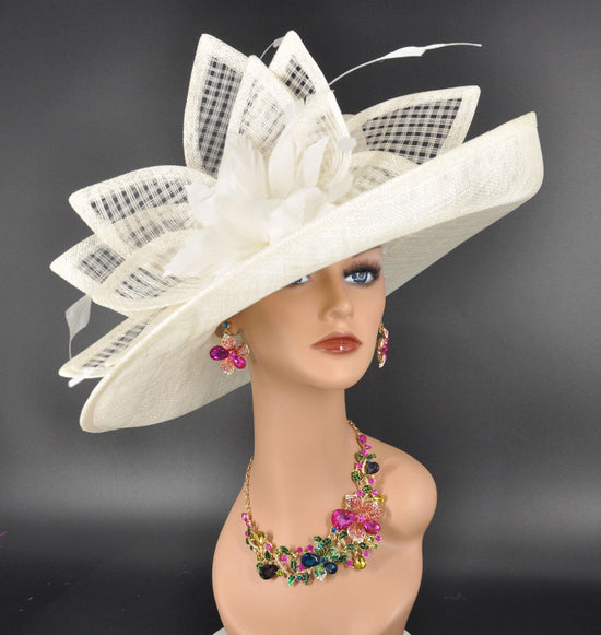 Ivory Sinamay Derby Hat: Wide Brim Royal Ascot Race Day
