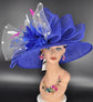 Royal Blue Sinamay Kentucky Derby Hat: Jumbo Bow & Ivory Netting