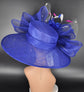 Royal Blue Sinamay Kentucky Derby Hat: Jumbo Bow & Ivory Netting