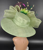 Green Sinamay Kentucky Derby Hat: Jumbo Bows, Flowers, Pink Netting