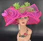Fuchsia Sinamay Kentucky Derby Hat: Wide Brim Church Wedding Hat