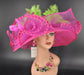 Fuchsia Sinamay Kentucky Derby Hat: Wide Brim Church Wedding Hat