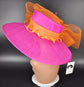 Fuchsia Sinamay Kentucky Derby Hat: Orange Feather Church Wedding Brim