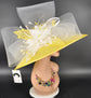 Yellow Sinamay Kentucky Derby Hat: Wide Brim Wedding Tea Party Hat
