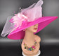 Fuchsia Pink Baby Pink Wide Brim Sinamay Hat,Kentucky Derby Hat, Ascot Royal,Tea Garden Party Hat, Church Hat,Mother of the Bride