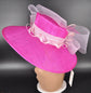 Fuchsia Pink Baby Pink Wide Brim Sinamay Hat,Kentucky Derby Hat, Ascot Royal,Tea Garden Party Hat, Church Hat,Mother of the Bride