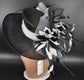 Black  White Feather Wide Brim Kentucky Derby Hat, Ascot Hat for Wedding & Tea Party, Garden Party Hat, Mother of the Bride, Church