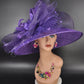 Purple Wide Brim Derby Hat: Kentucky Race Day Tea Party Wedding