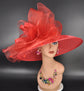 Red Sinamay Derby Hat: Wide Brim Kentucky Race Day Hat
