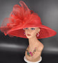 Red Sinamay Derby Hat: Wide Brim Kentucky Race Day Hat