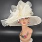 Ivory Derby Hat: Wide Brim Sinamay Kentucky Oaks Race Day