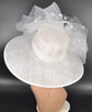 White Wide Brim Derby Hat: Elegant Sinamay Bow, Royal Ascot Style
