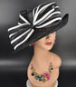 Church Kentucky Derby Hat Carriage Tea Party Wedding Medium Brim Royal Ascot Horse Race Oaks day hat Black w White