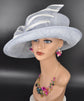 Sinamay Derby Hat: Light Blue Medium Brim Ascot Hat