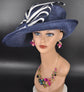 Navy Blue Sinamay Derby Hat: Kentucky Oaks, Ascot Races