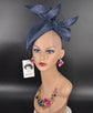 Navy Blue Sinamay Fascinator Hat: Sculpted Bow & Netting, Derby Tea Party Headband