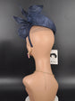 Navy Blue Sinamay Fascinator Hat: Sculpted Bow & Netting, Derby Tea Party Headband