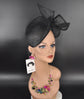 Elegant Black Sinamay Fascinator: Sculpted Bow Derby Hat