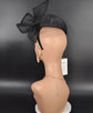 Elegant Black Sinamay Fascinator: Sculpted Bow Derby Hat
