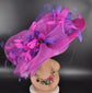 Fuchsia Pink Purple Wide Brim Kentucky Derby Hat, Ascot Hat for Wedding & Tea Party, Garden Party Hat, Mother of the Bride, Church