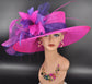 Fuchsia Pink Purple Wide Brim Kentucky Derby Hat, Ascot Hat for Wedding & Tea Party, Garden Party Hat, Mother of the Bride, Church