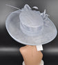 Church Kentucky Derby Hat Carriage Tea Party Wedding Wide Brim  Royal Ascot Horse Race Oaks day hat Light Blue/ Powder Blue Hat
