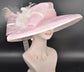 Baby Pink Ivory Wide Brim Kentucky Derby Hat, Ascot Hat for Wedding & Tea Party, Garden Party Hat, Mother of the Bride, Church