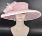 Baby Pink Ivory Wide Brim Kentucky Derby Hat, Ascot Hat for Wedding & Tea Party, Garden Party Hat, Mother of the Bride, Church