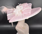 Baby Pink Ivory Wide Brim Kentucky Derby Hat, Ascot Hat for Wedding & Tea Party, Garden Party Hat, Mother of the Bride, Church