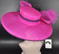 Fuchsia Pink Sinamay Derby Hat: Navy Feather Ascot Headpiece