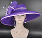 Purple Sinamay Kentucky Derby Hat: Feathered Wide Brim Ascot Hat