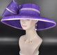 Purple Sinamay Kentucky Derby Hat: Feathered Wide Brim Ascot Hat