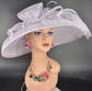 Lilac Wide Brim Sinamay Hat Church Kentucky Derby Hat Carriage Tea Party Wedding  Rhinstones w Sinamay Bow Ostrich Feather